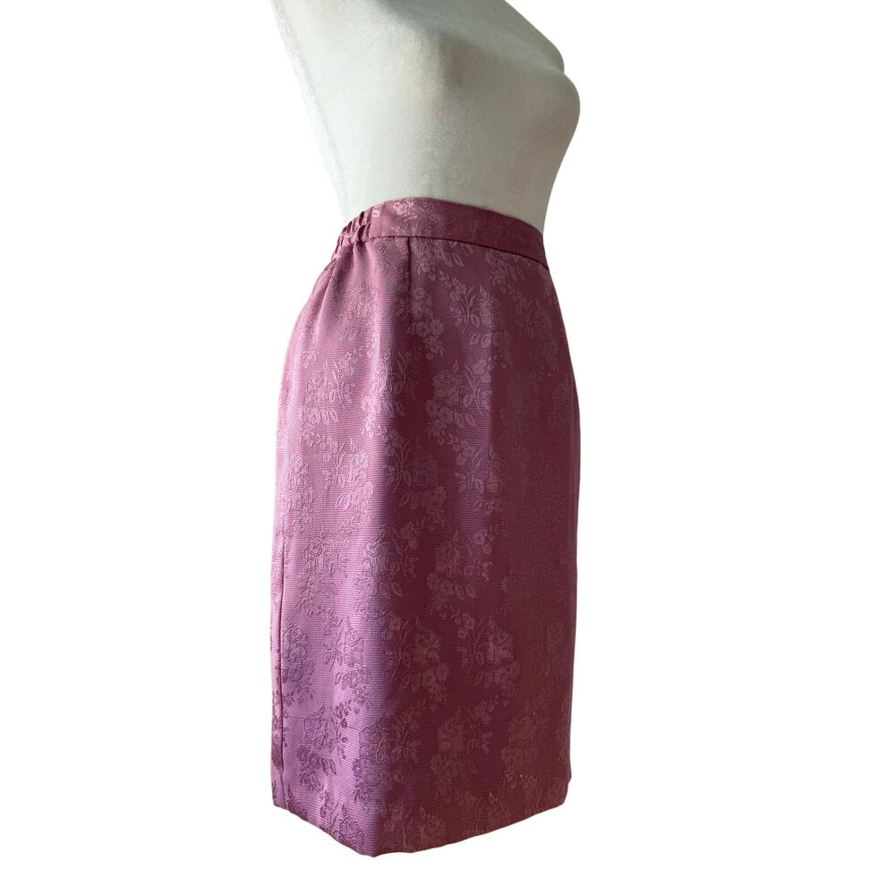 Vintage ‘90s Pink Jacquard Elastic Waist Knee Length Pencil Skirt